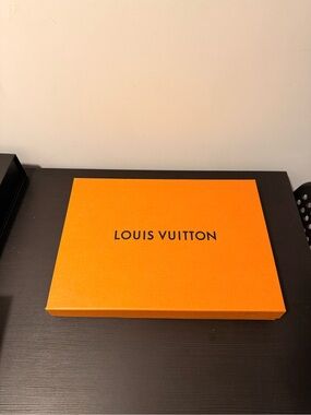 Louis Vuitton 16”x11”2” Orange Magnetic lid Box with Black Logo